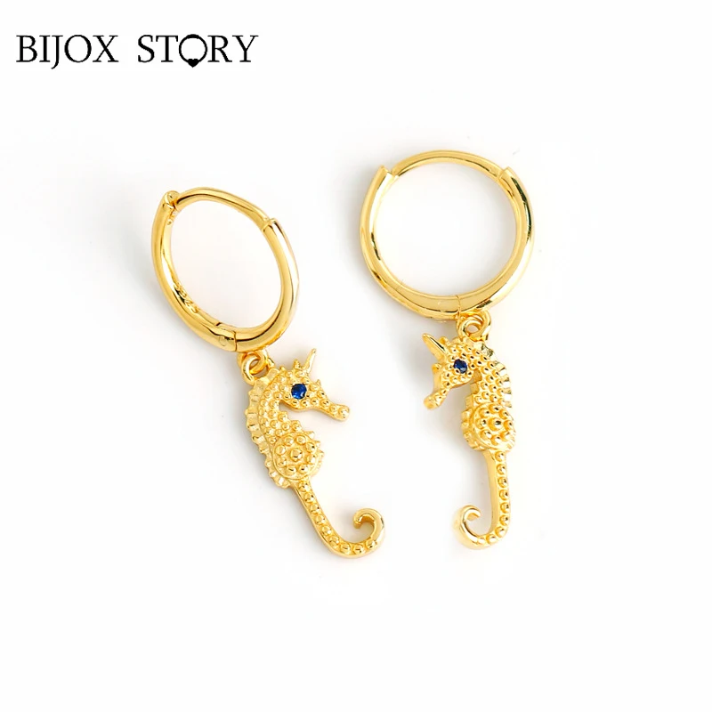 

BIJOX STORY Hippocampus Earrings For Women Real 925 Sterling Silver Irregular Unique Design Anniversary Engagement Fine Jewelry
