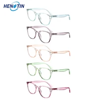 henotin 5 pack fresh transparent frame spring hinge reading glasses men women hd comfort reader diopter1 02 03 04 05 06 0