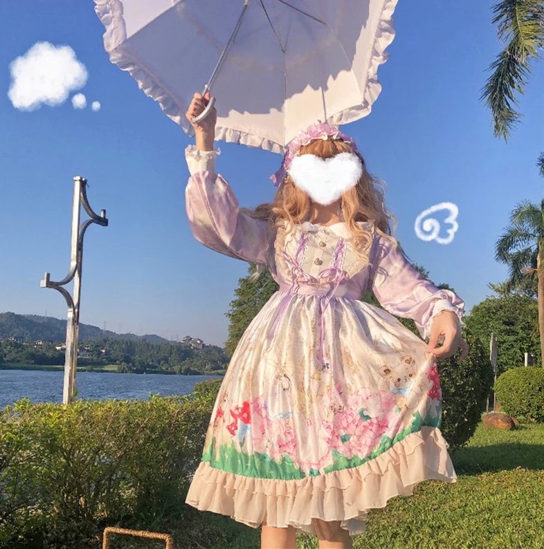 

Autumn sweet Lolita dress palace princess cute Angel Forest Soft Girl Japanese Doll Collar Girl Op Dress cos maid Costumes