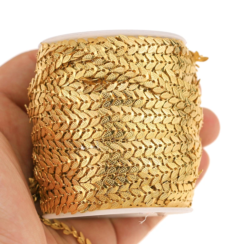 Цепочка из нержавеющей стали с резьбой в виде листьев 1 метр | Украшения и