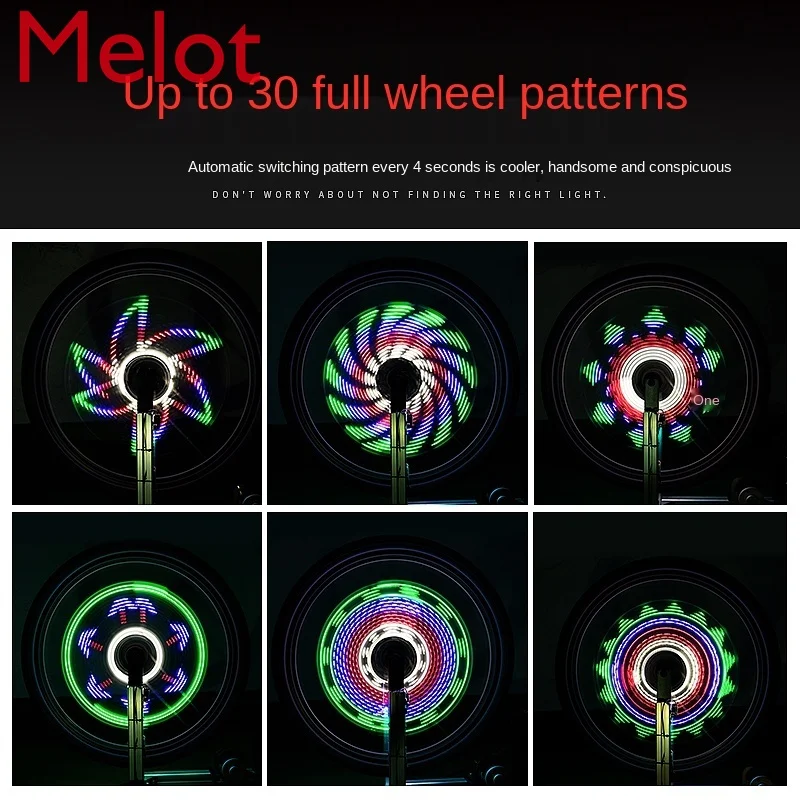 

Bicycle Hot Wheel 64led Flower-Drum Lights Spoke Decoration Wheel Light 30 Figure Night Riding Warning Light Bicycle Accessories