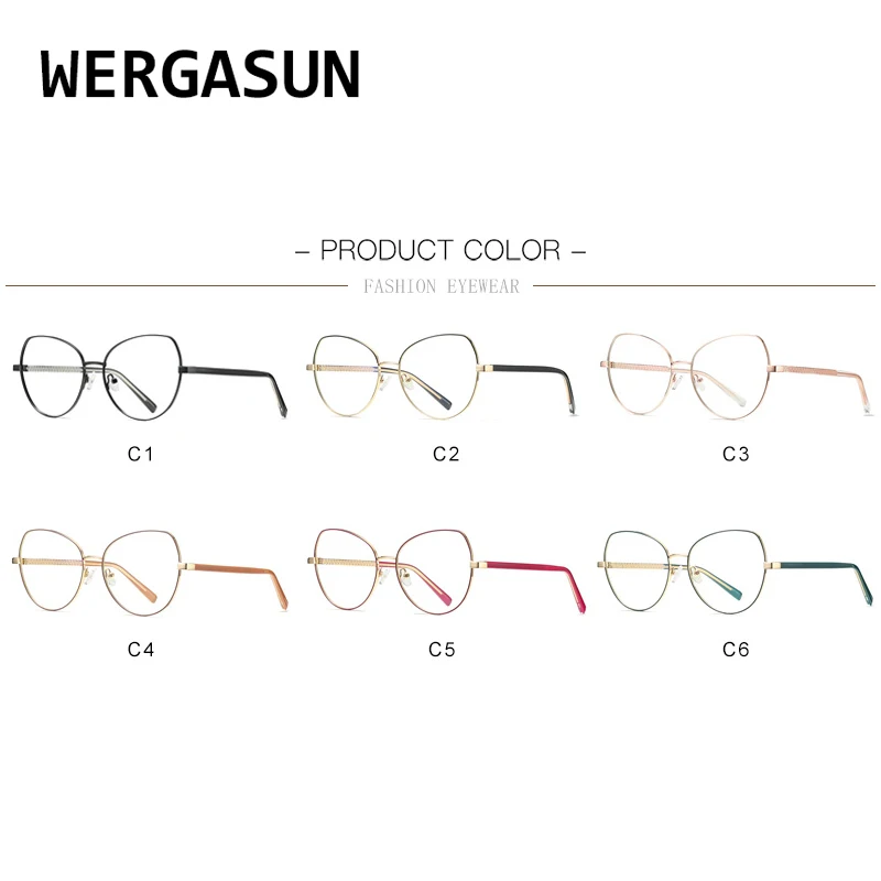 

WERGASUN cat eye Glasses Optical Eyeglasses Frame Vintage Glasses Women Men Spectacle Frame Unisex Anti Blue Light