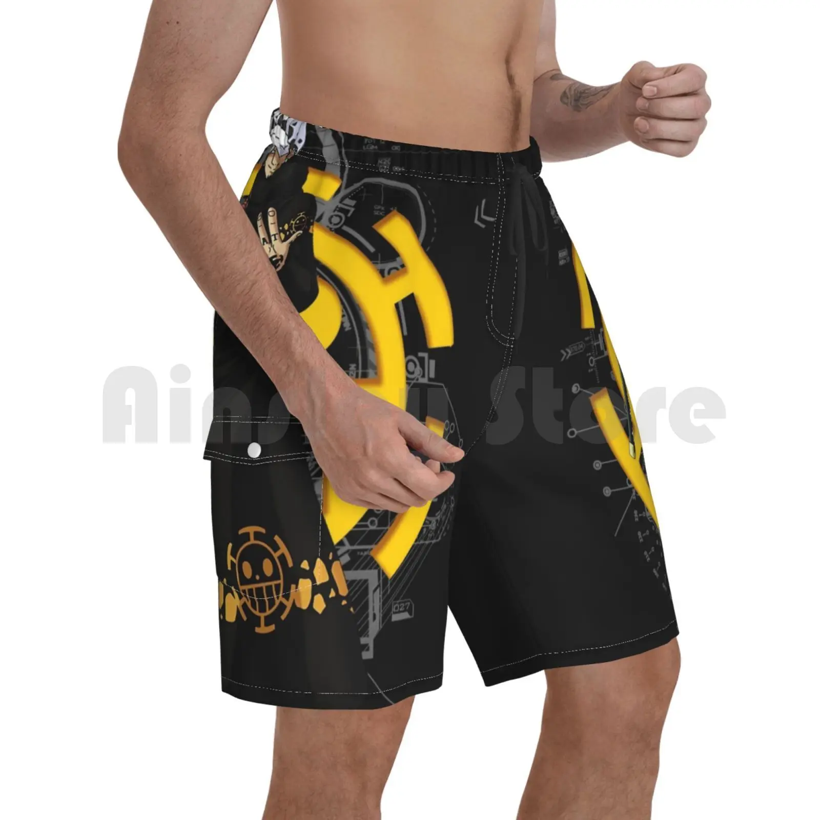 

Trafalgar Law Beach Shorts Men Beach Pants Swimwear Luffy Manga Anime Shambles Of Death Death Cartoons