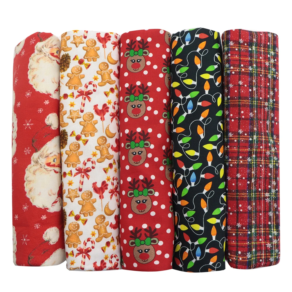 

David accessories 5pcs 50*145cm Christmas 100% Cotton Fabric for Tissue Kids Needlework DIY Handmade Accessories,1Yc12403