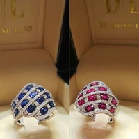 luxury charm aaa bluerose red cz wedding ring for women party silver colors micro pave crystal luxury engagement jewelry rings