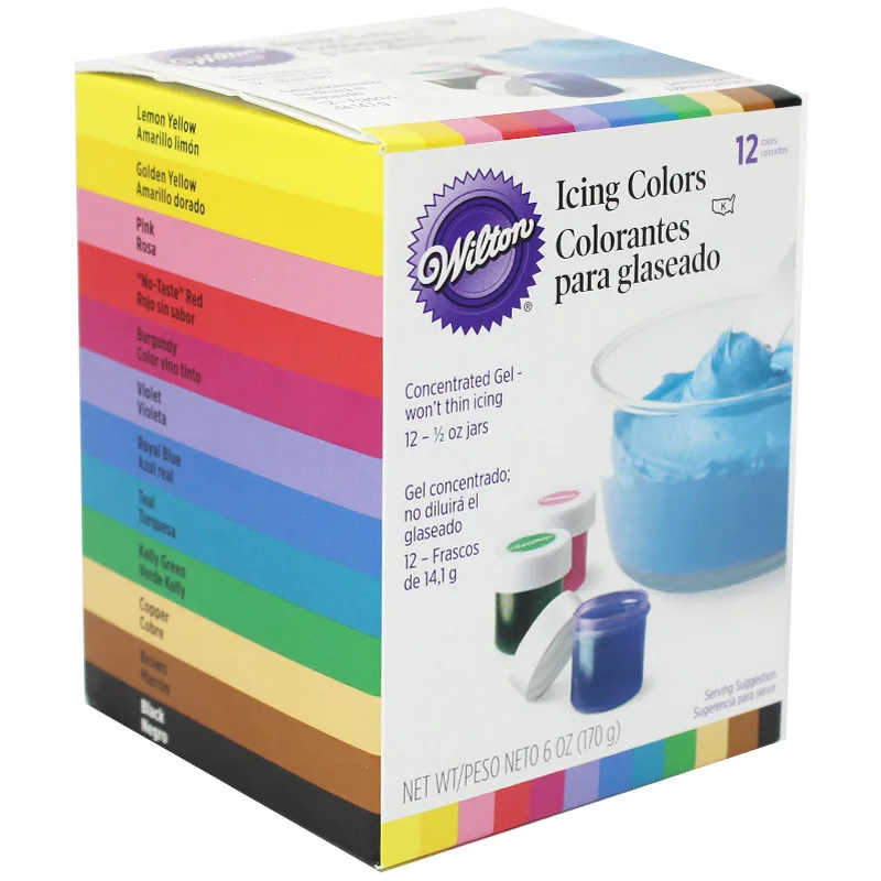 Цена Пигмент Wilton 12 цветов, набор, крем, торт, помадка, выпечка, цветная форма для торта