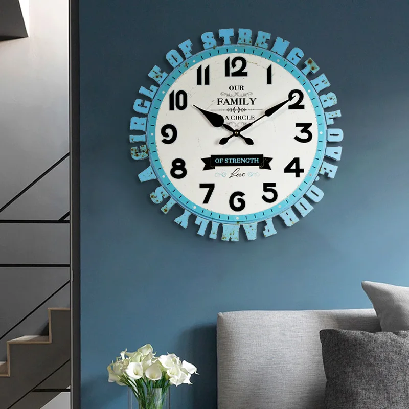 Настенные часы креативные большие 3d с алфавитом 50 см в стиле потертый шик