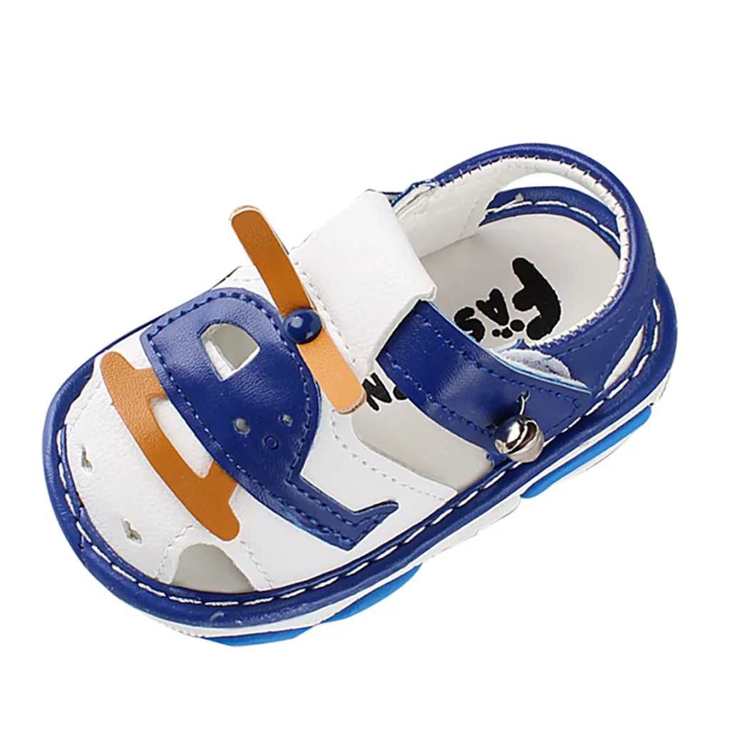 Звуковая обувь для новорожденных девочек и мальчиков мультяшный вертолет синяя