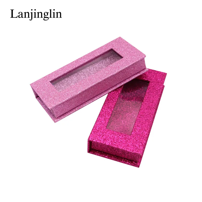 

LANJINGLIN 1/5 pairs mink eyelashes cardboard box blank shiny eyelashes package DIY flash packing box full strip lashes book