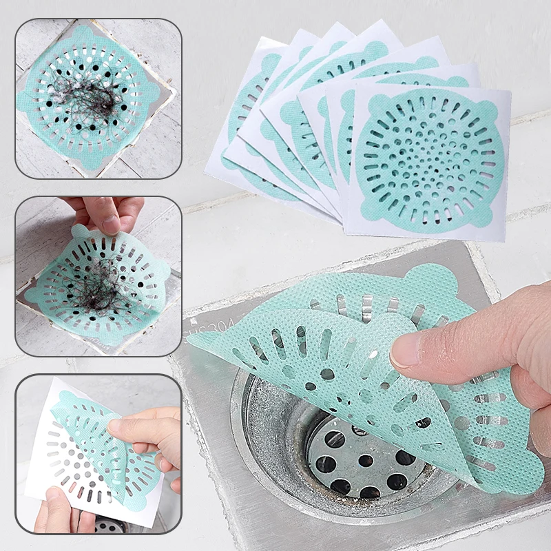 

5/10pcs Disposable Bathroom Sewer Outfall Anti-Blocking Strainer Sink Drain Strainer Stopper Kitchen Supplies Filter Sticker