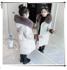 30 degrees Children Baby girl clothing Winter Thicken Parka Kids Faux Fur Hooded Coat Plus velvet Jackets clothes snowsuit