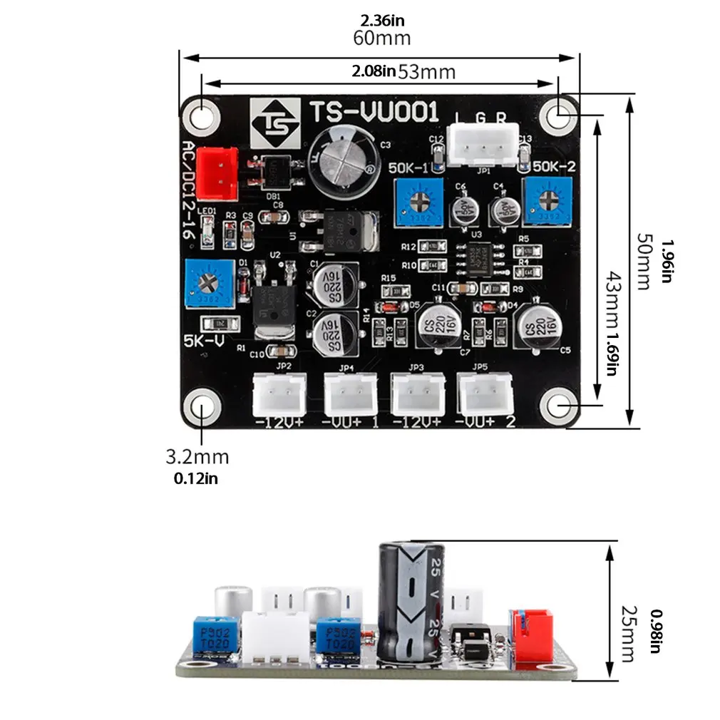 

TS-DB105-W VU Meter Head With Driver Board TN-105 Volume Meter Audio Power Meter Amplifier DB Level Meter