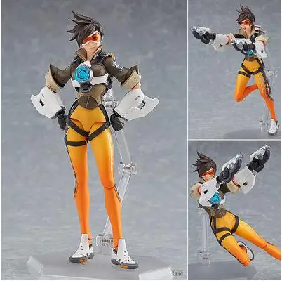 Tracer Figma 393 игра Overwatch Tracer Reaper экшн-фигурка серии ПВХ экшн-фигурка Коллекционная модель игрушки кукла подарок 17 см - Цвет: Tracer