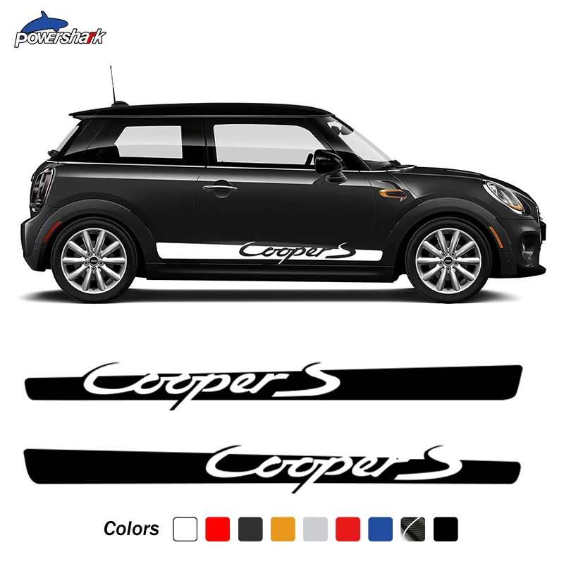 

2 Pcs Door Side Stripes Skirt Sticker Body Graphics Decal For MINI Cooper S R50 R52 R53 R56 R57 F55 F56 F57 One JCW Accessories