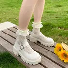 Женские Туфли Мэри Джейн, винтажные туфли на платформе и высоком каблуке в японском стиле, Лолита, Студенческая обувь для колледжа, бежевые