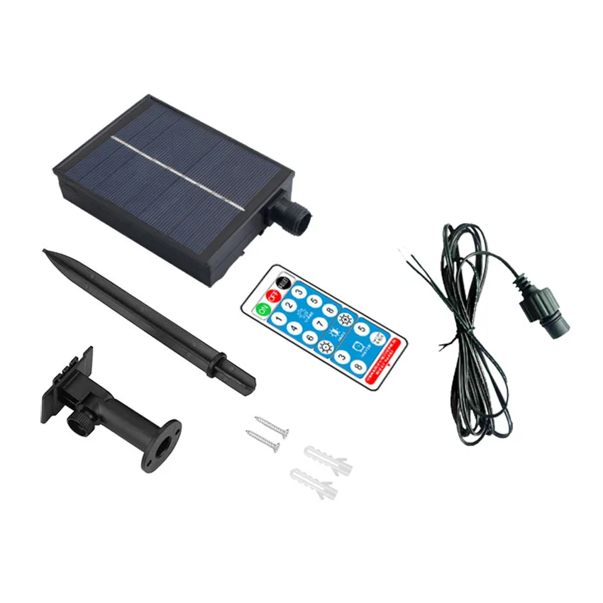 Solar Panel With 8 Flash Modes Remote Controller Male and Female Connect for 4.5V 5V 24V LED Light String Brightness DIM Timer