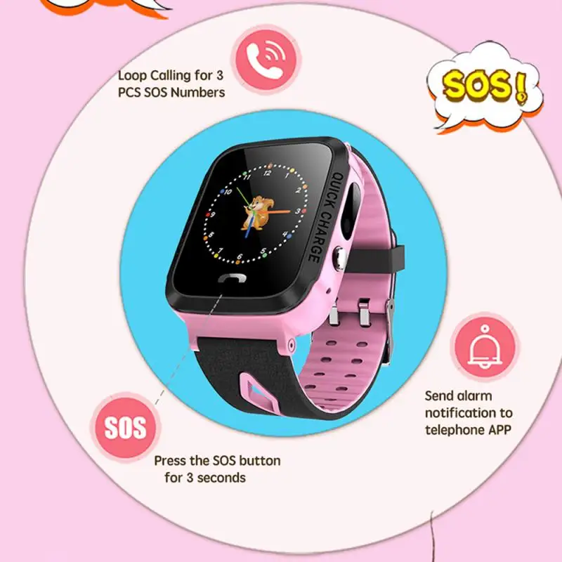 

NEW Child Waterproof GPS Smart Watch With Camera Flashlight SOS Call Location Touch Screen Anti-Lost Wristwatch
