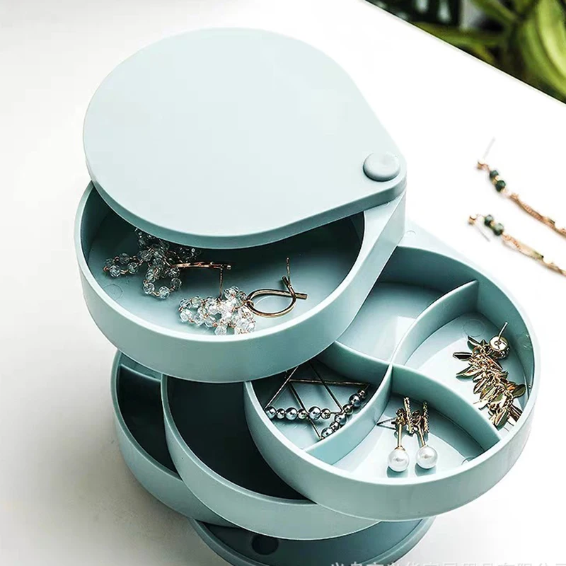 

4 Layer Rotatable Jewelry Storage Box Jewelry Organizer Necklace Case Hairpin Earring Jewelry Display Container Makeup Organizer