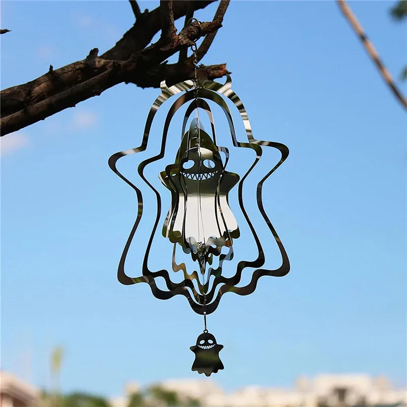 

Fashion Pumpkin Shape Garden Chimes Home Decor Halloween Hanging Metal 3D Rotating Wind Chime Outdoor Garden Decorations