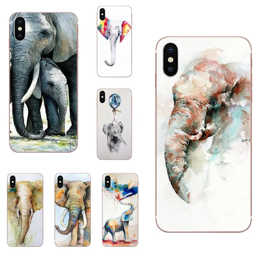 Прекрасный акварельный слон мягкий TPU сотовый телефон для Apple IPhone X XS Max XR 4 4s 5 5C 5S SE 6