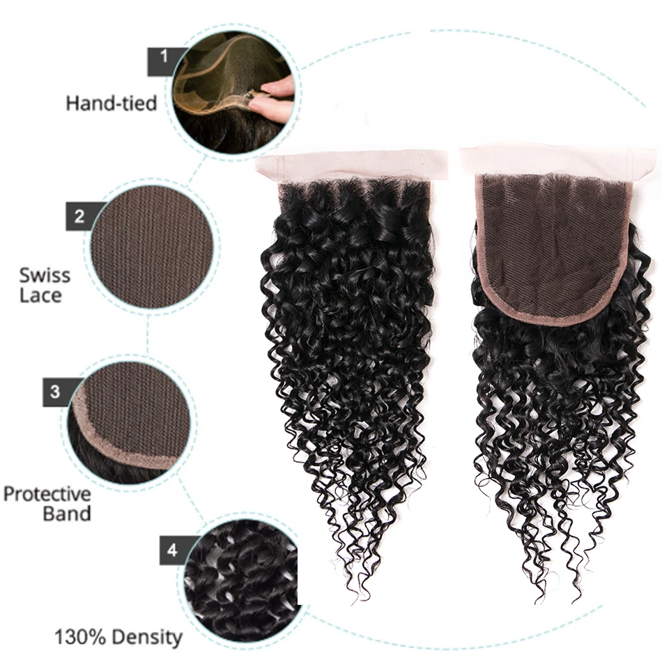 Пряди кудрявых волос с закрытием монгольские волосы переплетения пучки не Реми