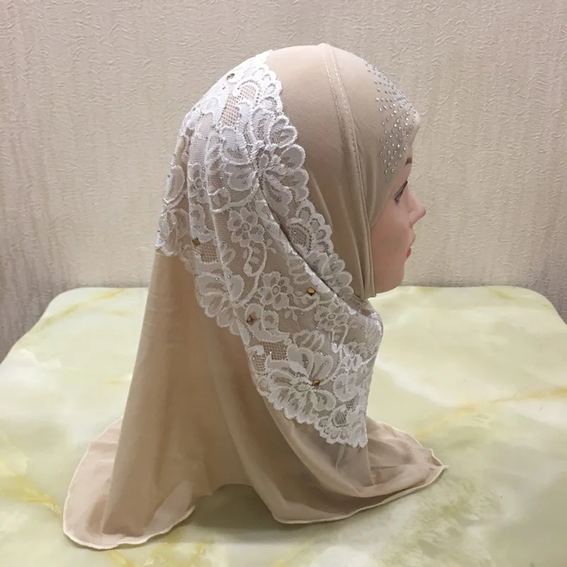 Кружевной внутренний хиджаб шарф для детей мусульманский головной платок
