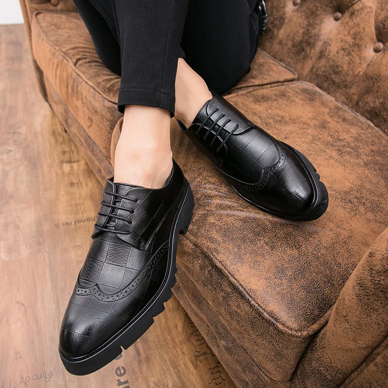 Men round-toe handmade shoes outdoor breathable fashion lace-up oxford for men comfortable leather party wedding | Обувь
