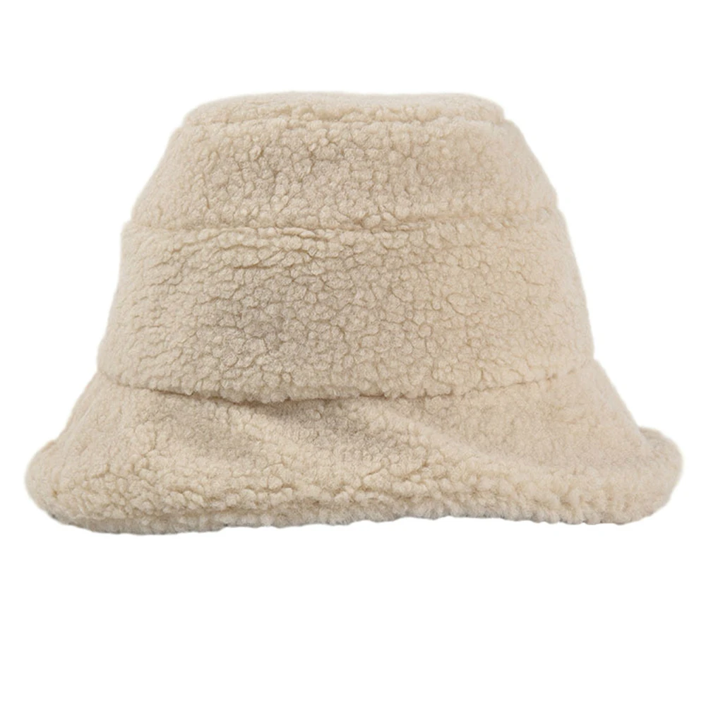 HOAREE Bucket Hat Lamb Wool Womens Japanese Harajuku Women Hat Autumn Winter Warm Vintage Wide Brown Brim Fisherman Cap