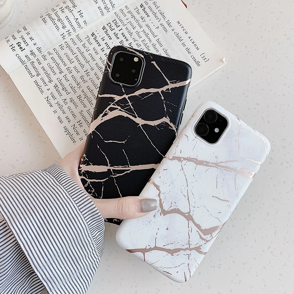Модный золотой мраморный чехол для телефона IPhone 11 2019 задняя крышка мягкий
