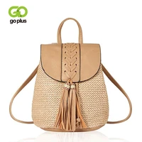 goplus rattan backpacks for women 2021 summer simple ladies brand solid color womens beach vacation bucket sac a main femme