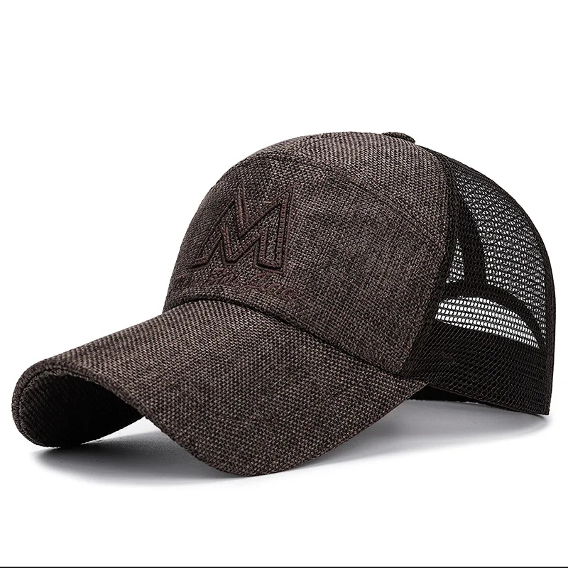 Coffee Мужские Snapback шапки летние из дышащего хлопка сетчатая бейсболка Мужская модная с буквенной вышивкой хип хоп кости спортивная шапка - Цвет: Coffee