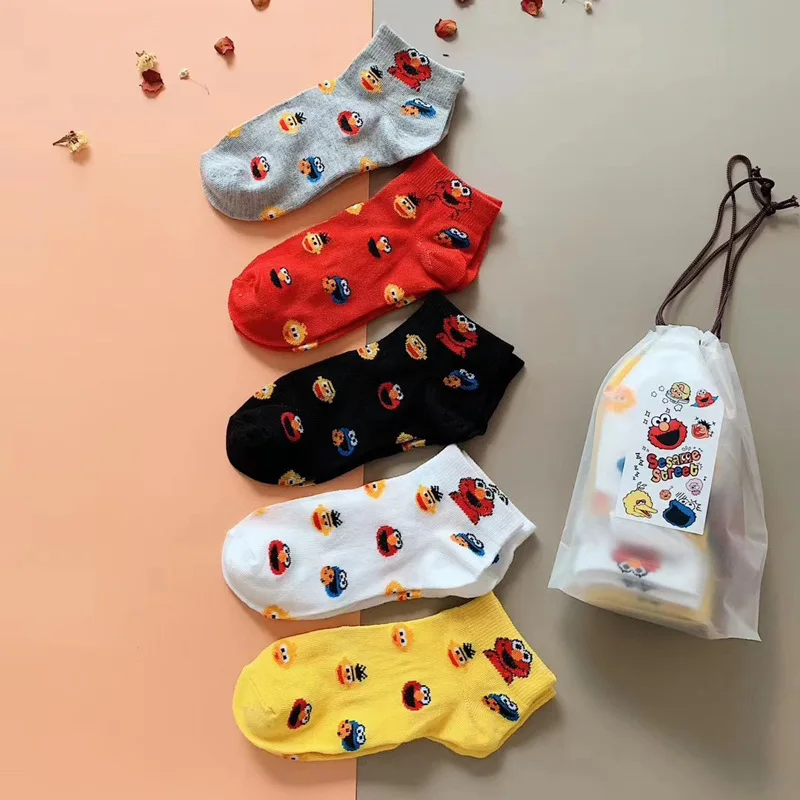 

5 Pairs Spring And Summer Thin Of Women's Cotton Socks Mesh Breathable Shallow Mouth Women Socks Animal Head Short Socks