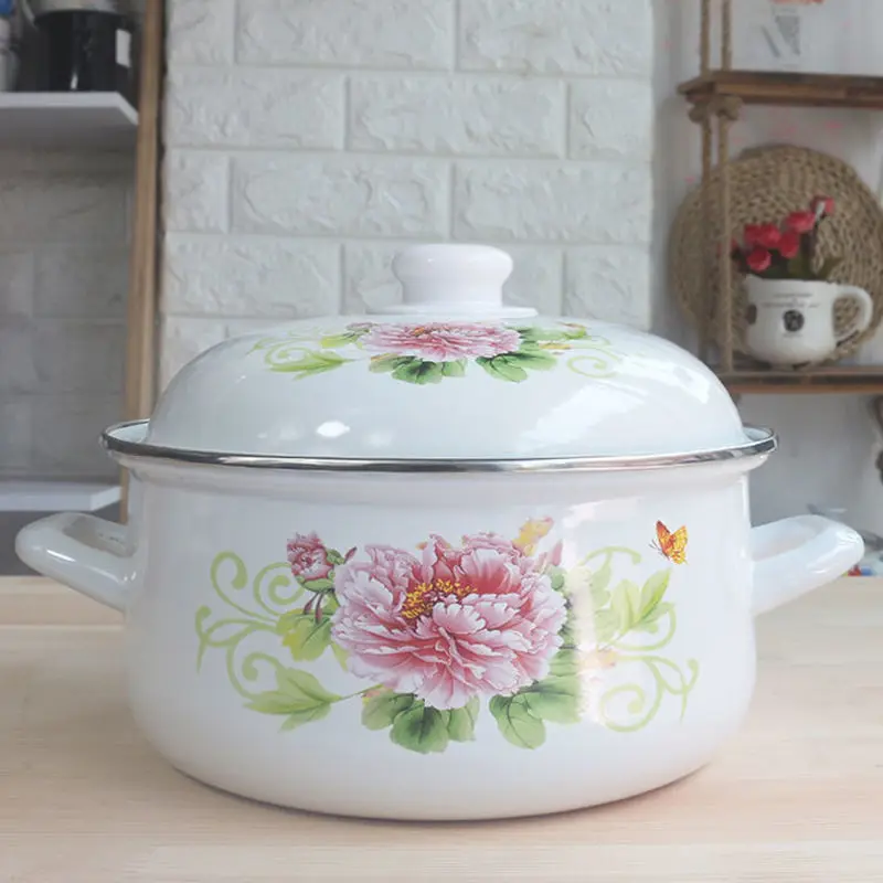 Эмалированная кастрюля 4 л толстая для супа горячего приготовления отвара