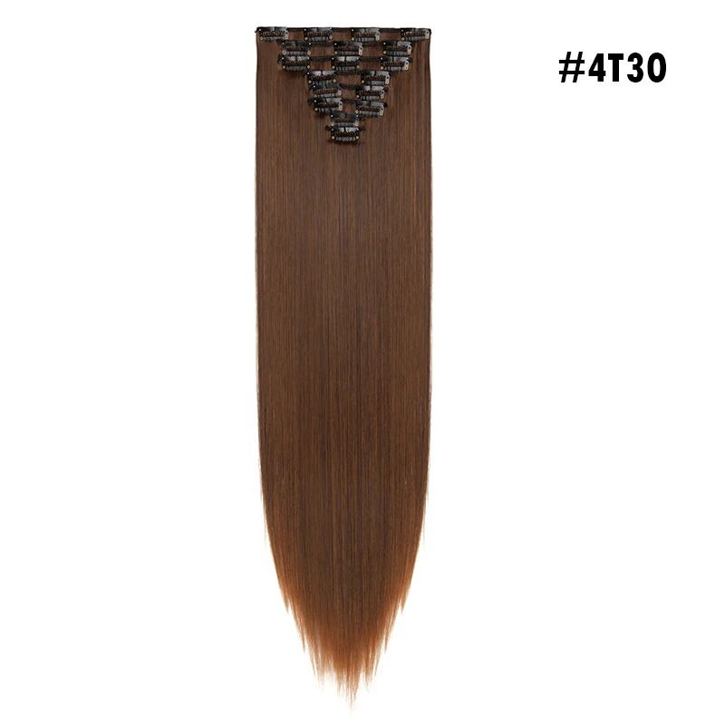 4T30 S-noilite 2" 8 шт./компл. шелковистые прямые волосы Наращивание волос Синтетические наращивание натуральных волос для Для женщин длинные натуральные волосы на заколках для наращивания, волосы на заколках - Цвет: 4T30