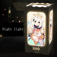 2021 new genshin impact zhongli xiao two dimensional animation peripheral carved night light keqing birthday gift