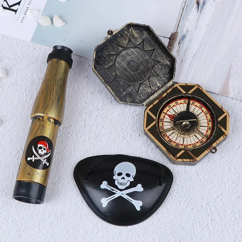 

Halloween Pirate Telescope Eye Mask Compass Props Gun Black Shooting Party Science Education House Children Cosplay Boys