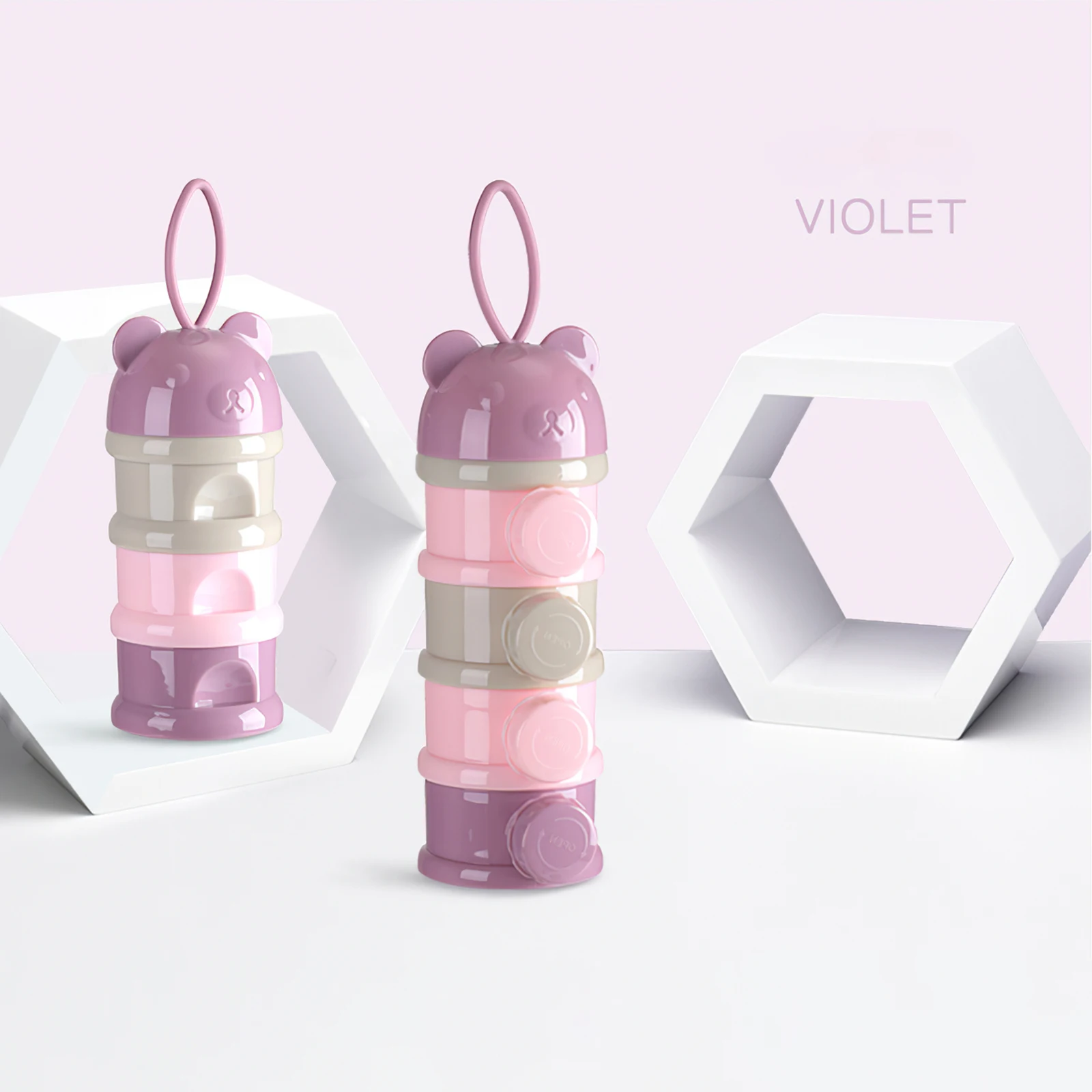 

3 layers Bear Style Portable Baby Food Storage Box Essential Cereal Cartoon Infant Milk Powder Box Toddle Snacks Container