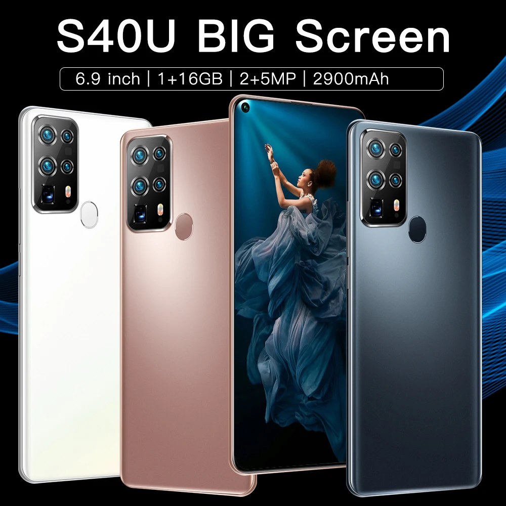 Newest 6.9 Inch S40U Smartphone HD Screen 1GB RAM 8GB ROM 2900mAh Battery Unlocked Mobilephone Celulares Cheap Phones