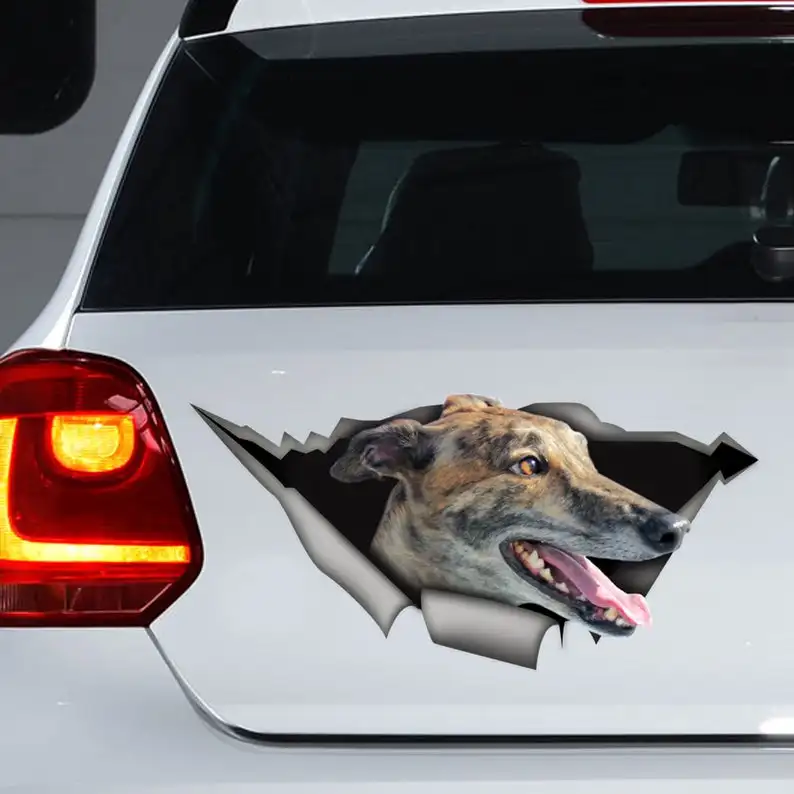 

greyhound funny sticker, greyhound magnet, brindle greyhound decal