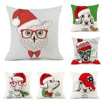 2022 christmas animal pillowcase cotton linen throw pillow cushion printing decoration gift new year home deocr cushion cover