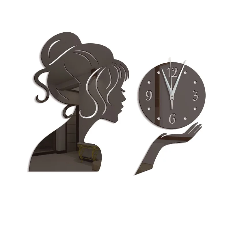 Креативные настенные часы Diy зеркальные акриловые для девочек домашний декор