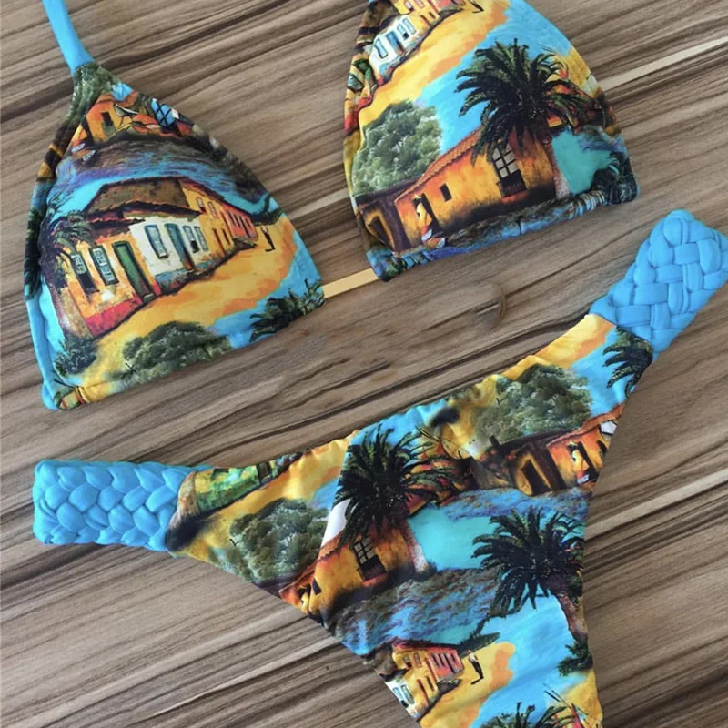 Сексуальное бикини с цветочным принтом 2019 модные летние купальники купальный
