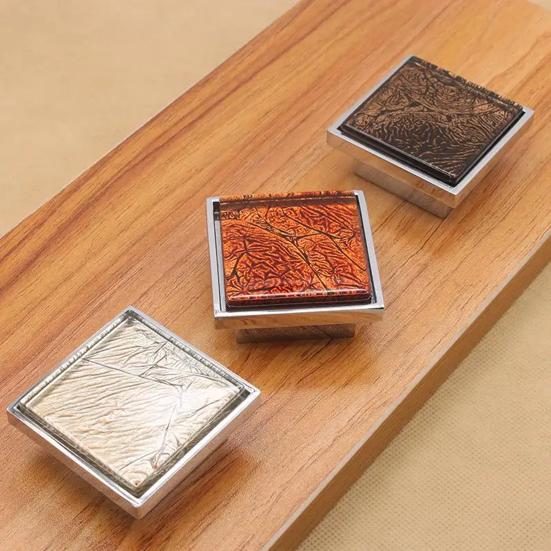 Квадратная Хрустальная Стеклянная Ручка ящика шкафа современный