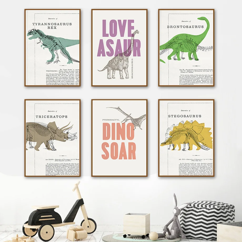 

Dinosaur Tyrannosaurus Pterodactyl Brontosaurus Wall Art Canvas Painting Nordic Posters And Prints Wall Pictures Kids Room Decor