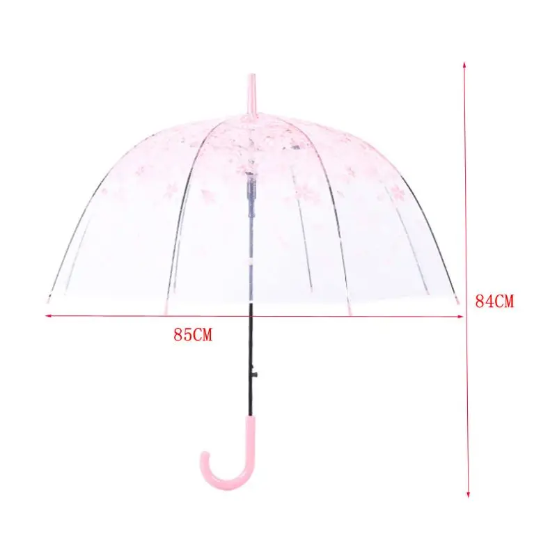 Refreshing Romantic Transparent Clear Flowers Bubble Dome Umbrella Half Automatic For Wind Heavy Rain | Дом и сад