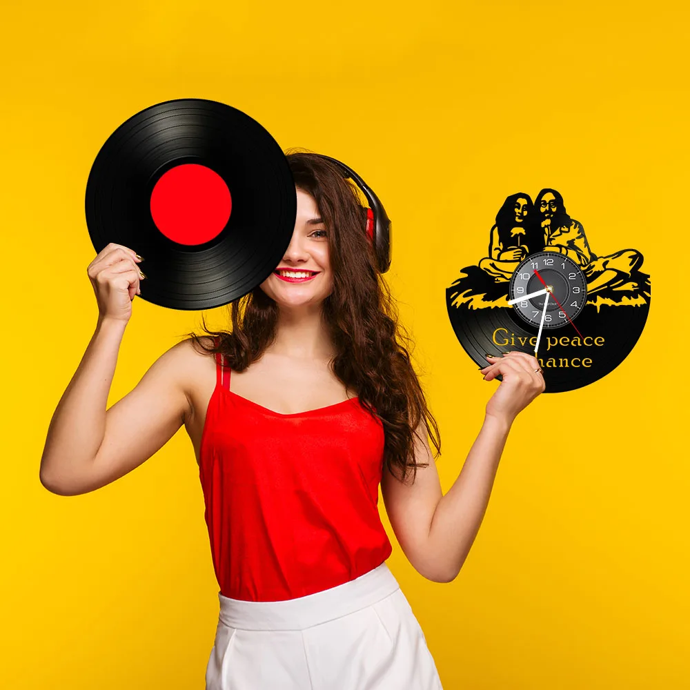 Виниловые настенные часы с цитатами в стиле хиппи монограммой виниловая