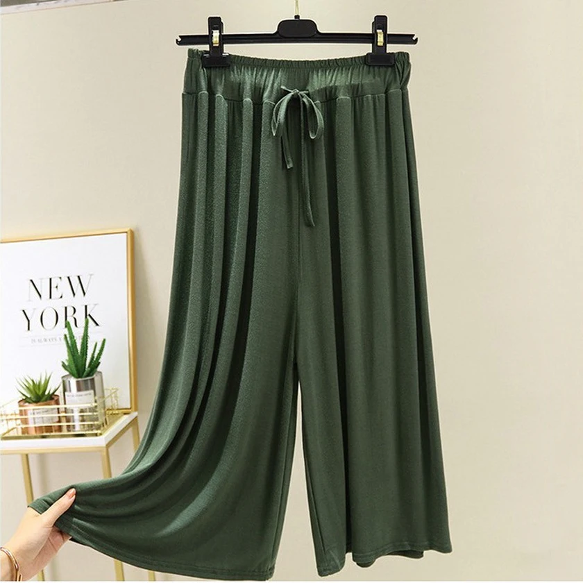 2020 Elastic High Waist Female Casual Loose Pant Women Modal Wide Leg Pants New Summer Thin Fashion Spring Autumn Trousers | Женская