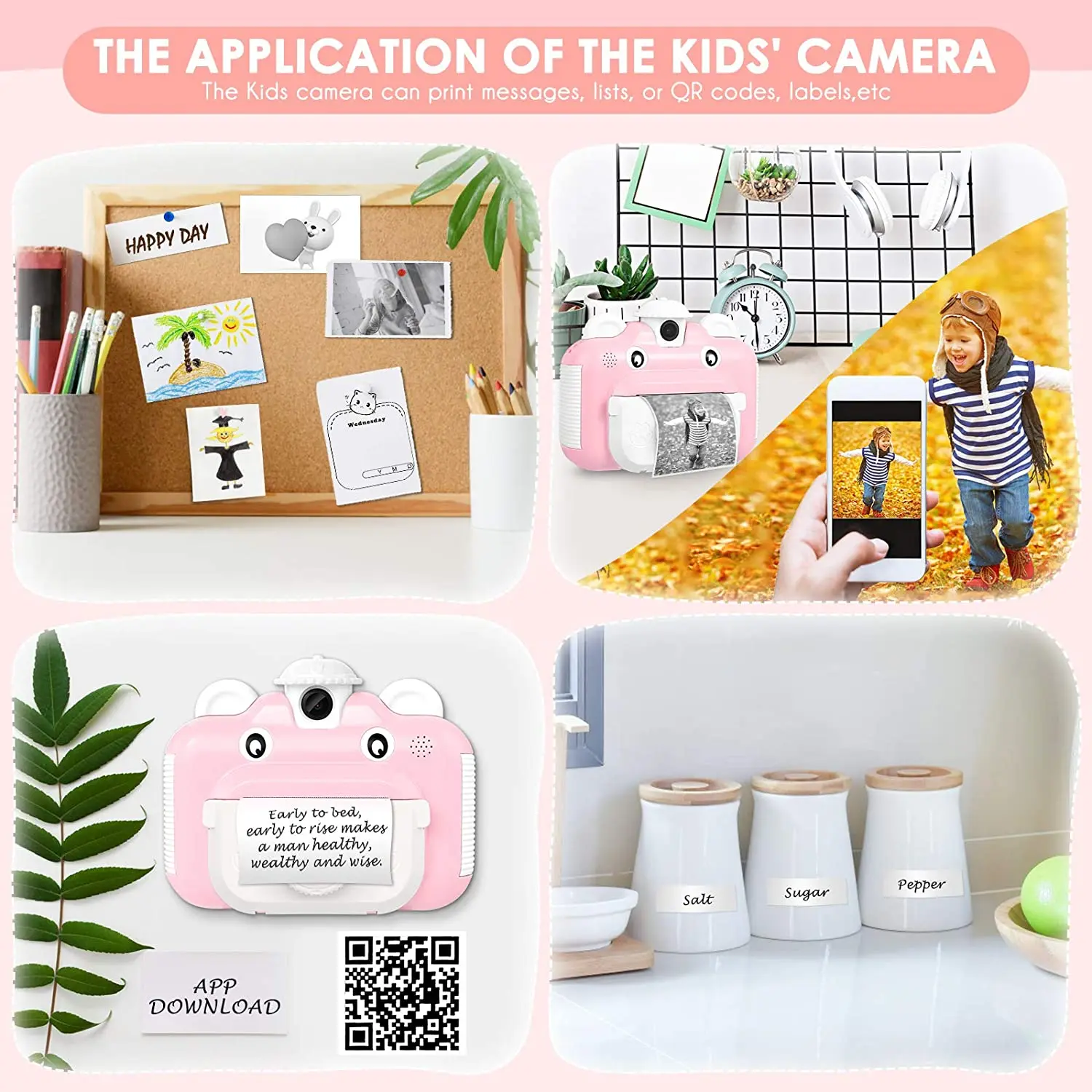 

Kids Camera Instant Print Camera for Children 1080P HD Video Photo Camera Toys with 32GB Card Digital Camera