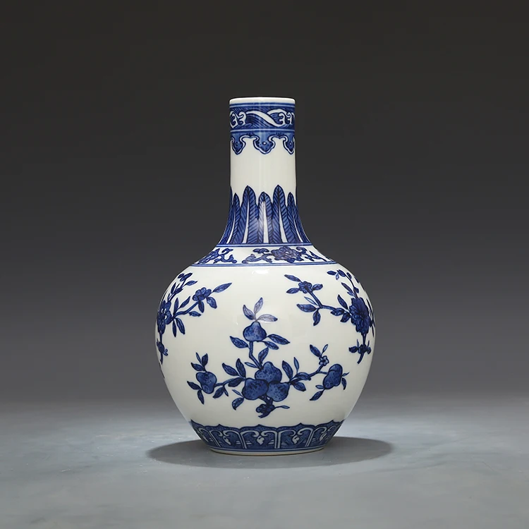 Цин цянлонг сине-белая морская вода фрукты узор келестическая Сфера ваза