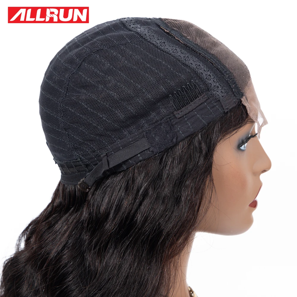 Allrun, 4*4, парик на шнурке, малайзийские человеческие волосы, парики, объемная волна, 130%, низкий коэффициент с детскими волосами, не Реми, короткий Боб, парик на шнурке